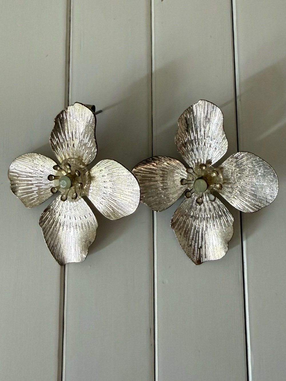 Silver Floral Statement Earrings